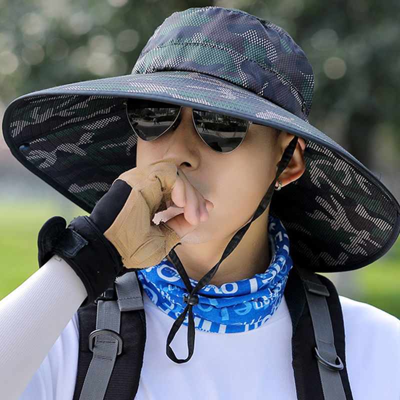 帽子男夏季大帽檐钓鱼帽防渔夫帽防晒遮阳户外太阳帽凉帽超大帽檐1