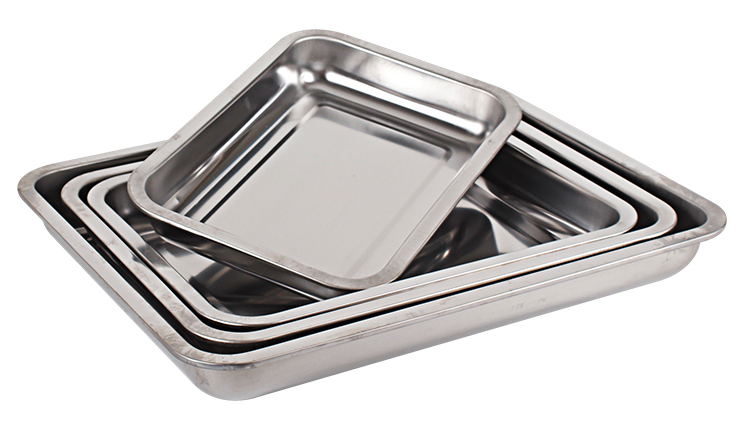 woug不锈钢烤盘方盘长方形加厚托盘烧烤盘饺子盘菜盘商用餐盘蒸饭盘