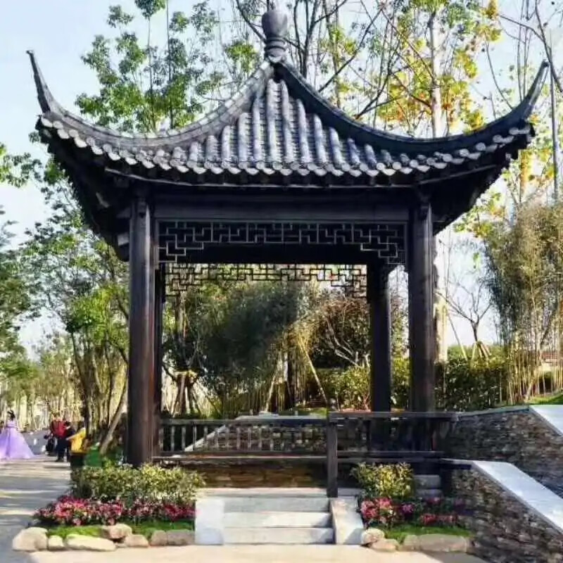 加厚新中式凉亭户外庭院实木防腐木院子亭子四角别墅花园室外仿古 映