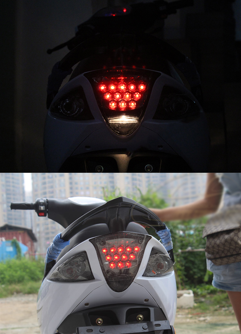 电动车rsz装饰灯爆闪摩托车彩灯led刹车灯行车灯一代鬼火后尾灯12v24v