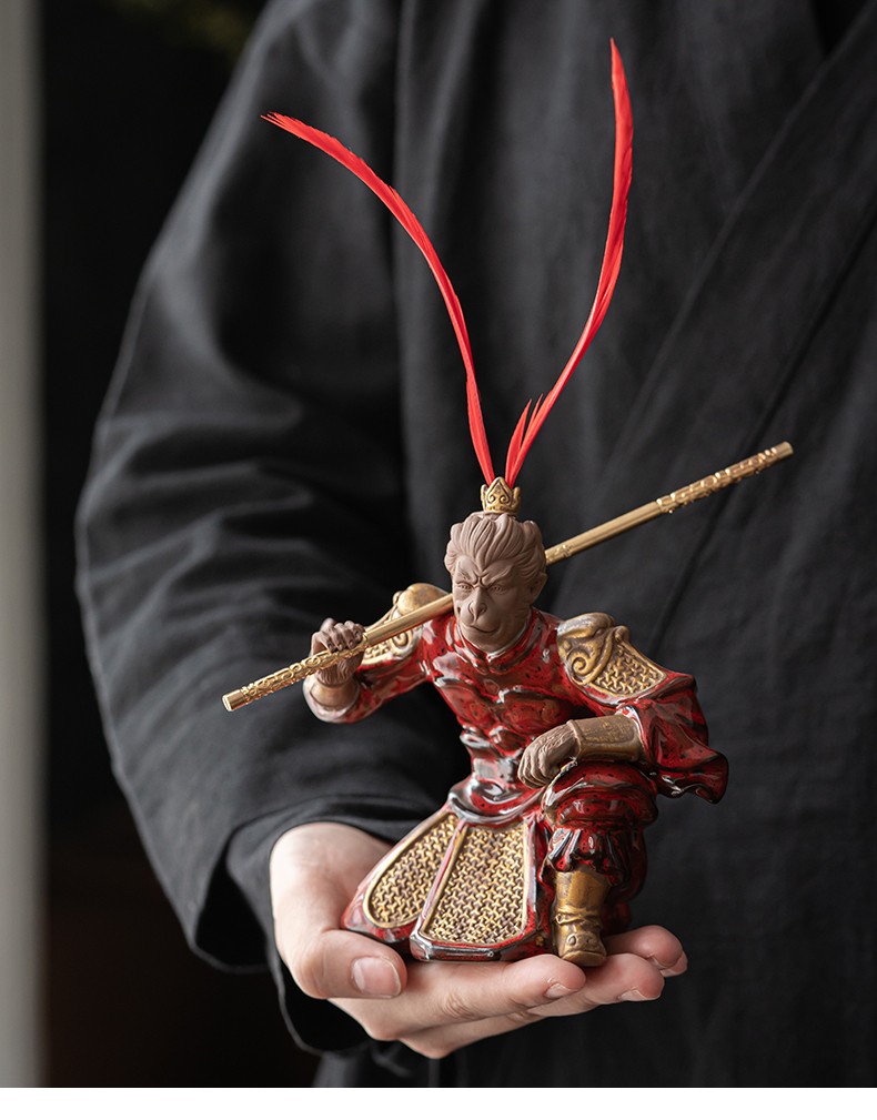 齐天大圣孙悟空手办可动斗战胜佛西游记久造禅意紫砂摆件家居客厅鱼缸