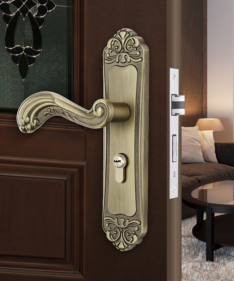 德国gdlai欧式卧室门锁室内门锁复古欧式轻奢房间门把手锁具黄古铜3