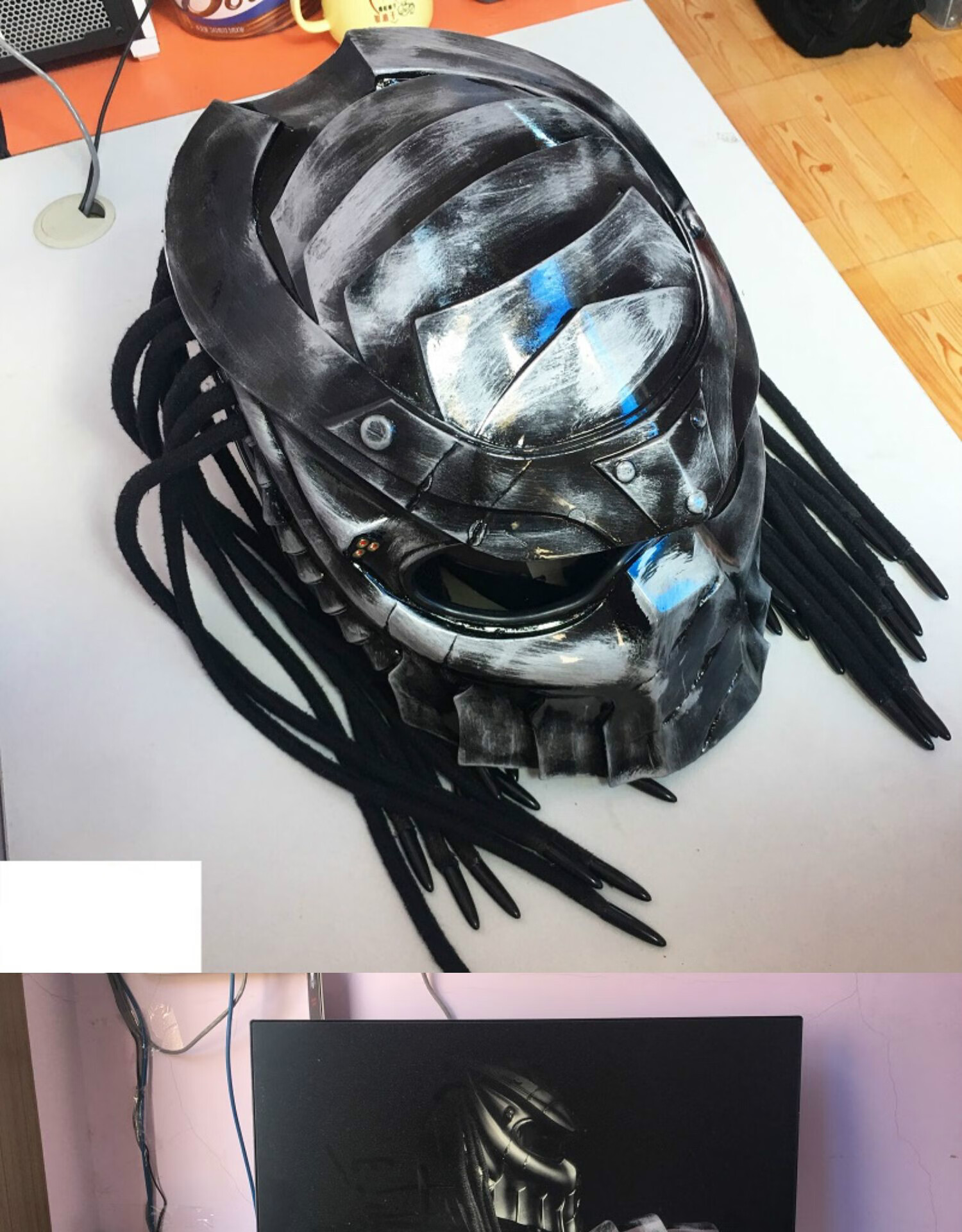 定制款铁血战士发烧友骑士头盔异形猎食者全盔个性哥摩托车男哈雷机车