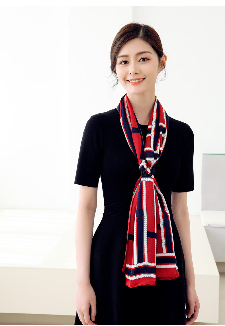 杭丝路 真丝丝巾女桑蚕丝14姆米重磅真丝围巾女缎面长巾杭州丝绸 现代