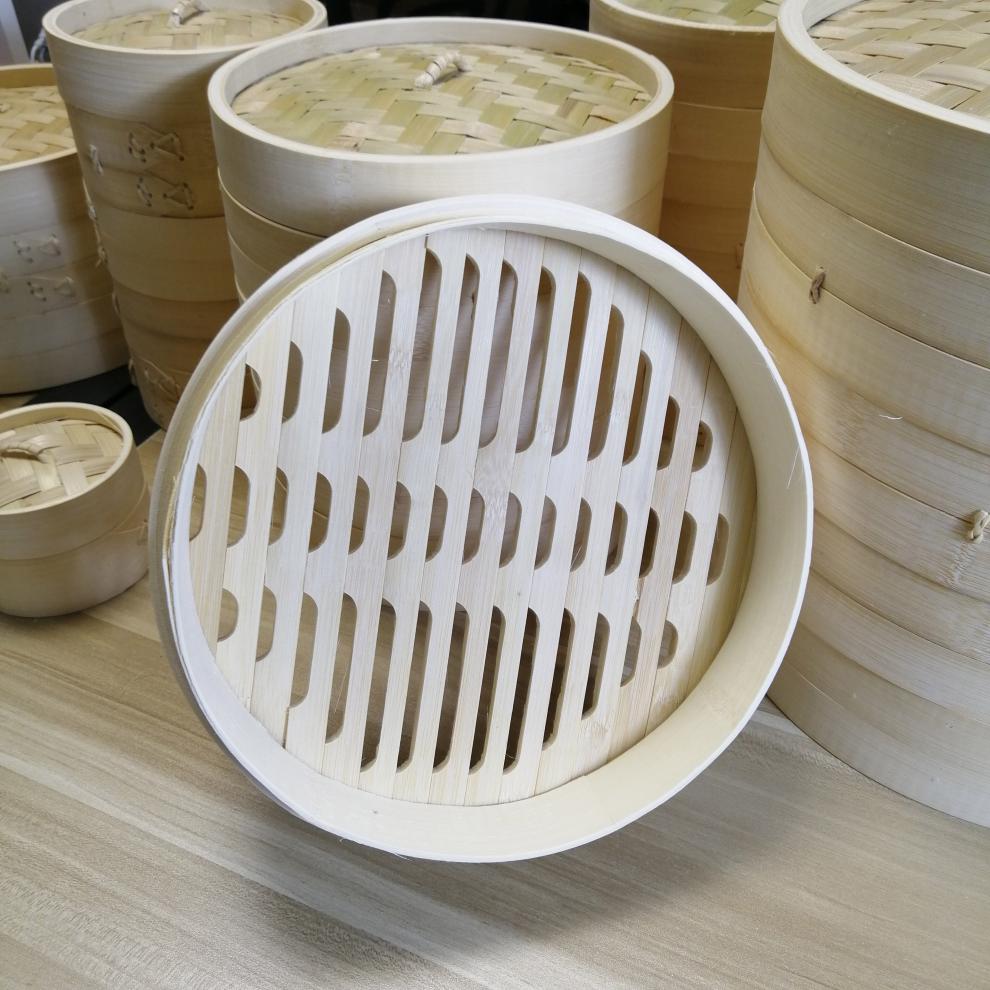 蒸笼竹制家用酒店餐厅小吃店蒸饺竹蒸架小笼包包子馒头蒸屉商用 18cm