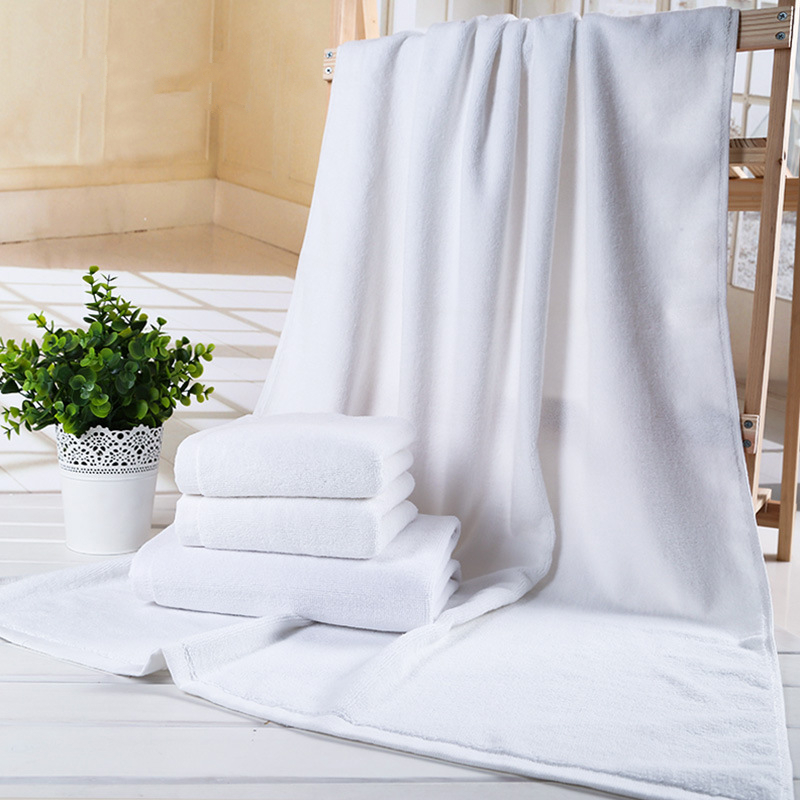 境珧家纺152米白色酒店医院单人毛巾被加大码加宽加厚大浴巾1500克纯