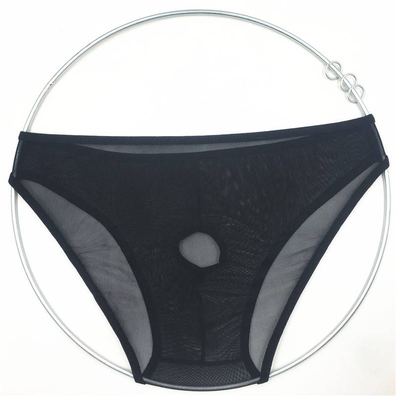 浪莎男士三角内裤大弹力漏洞洞性感诱惑透明内裤透气舒适开洞款t裤