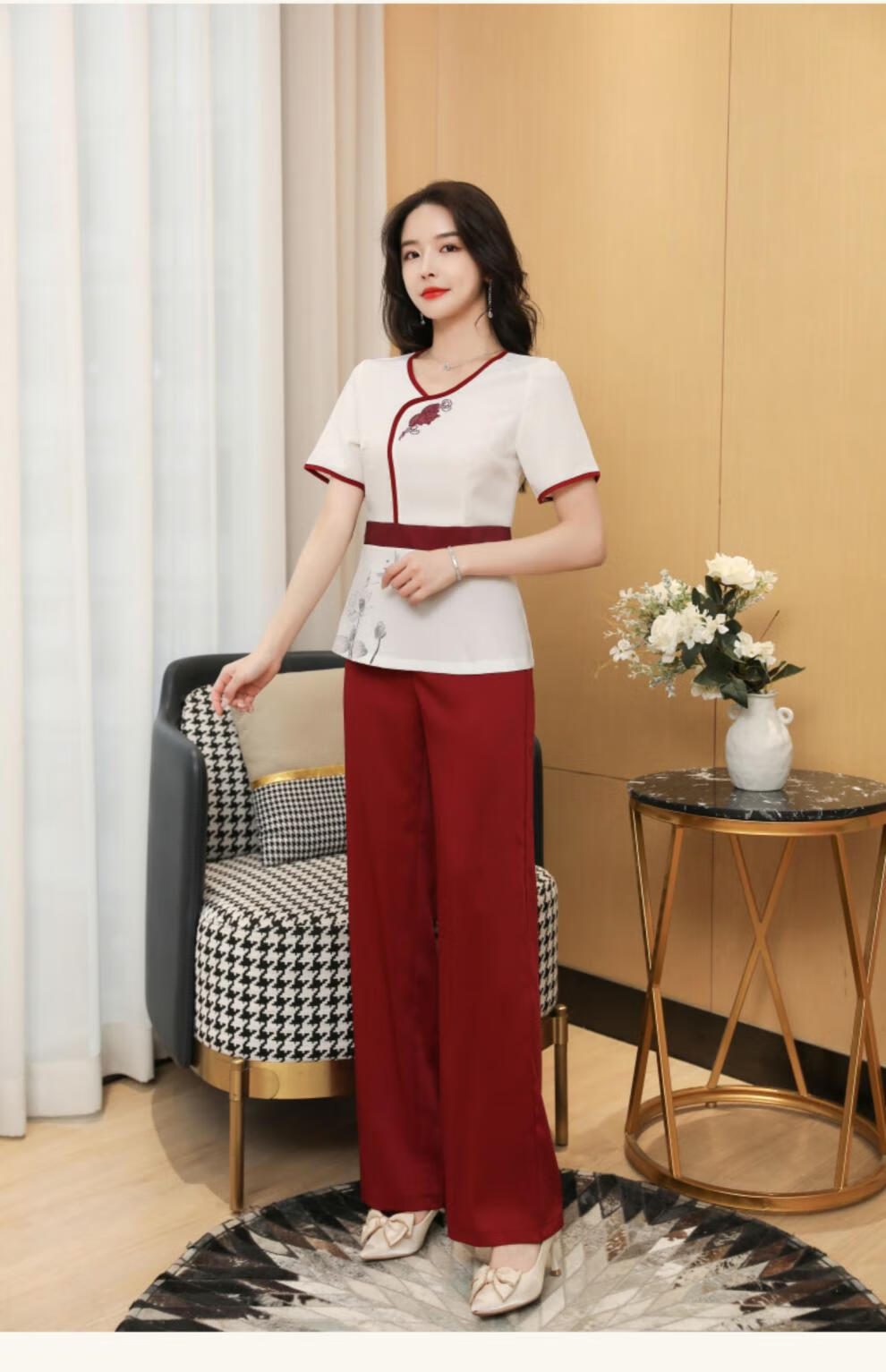 足浴技师工作服夏天套装美容师养生师高端工服新款中式长裤养生馆足疗