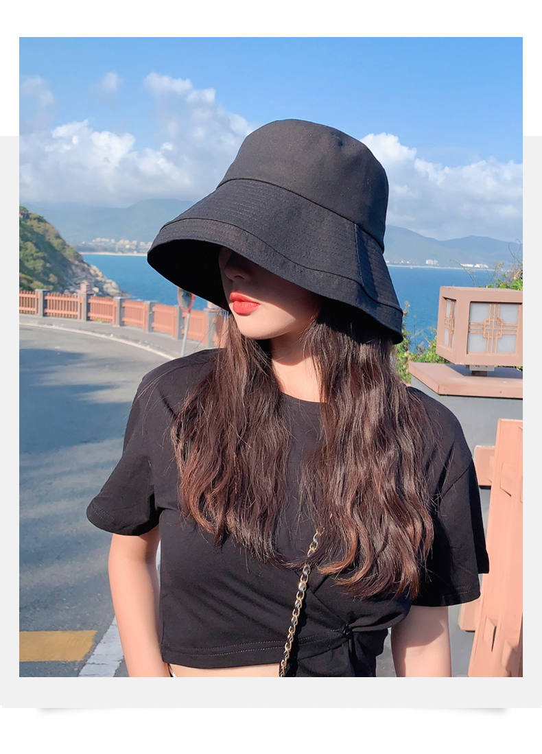 女生夏天遮阳帽庶阳冒大帽檐薄款遮脸大檐渔夫帽子女式夏季戴的气质款