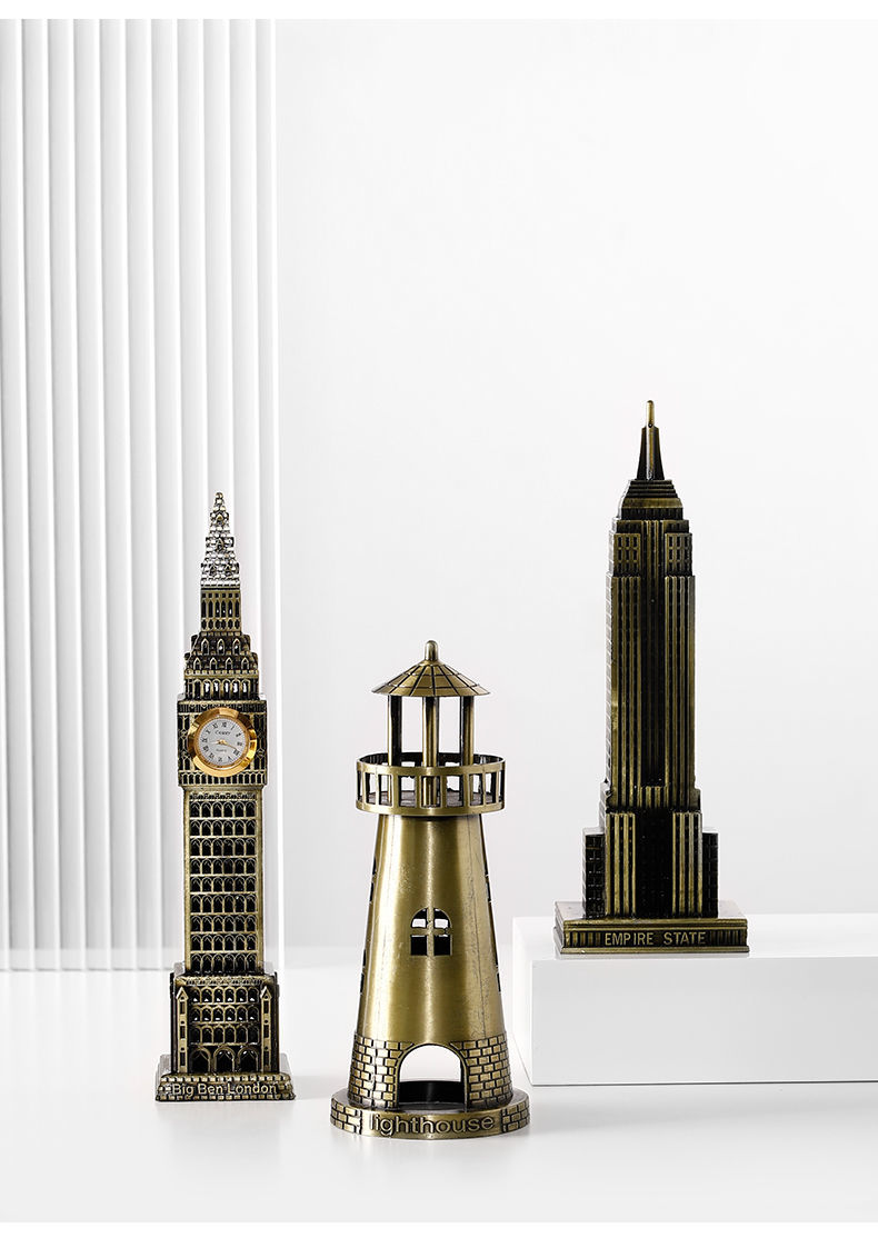 夏豹埃菲尔铁塔地标建筑模型毕业礼物男桌面客厅装饰品摆件酒柜工艺品
