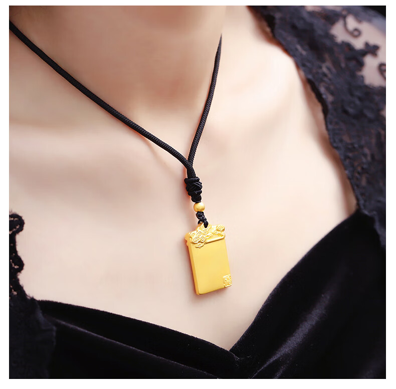 老凤凰520礼物同款款平安无事牌编绳3d硬金时尚简约方牌古法金男女