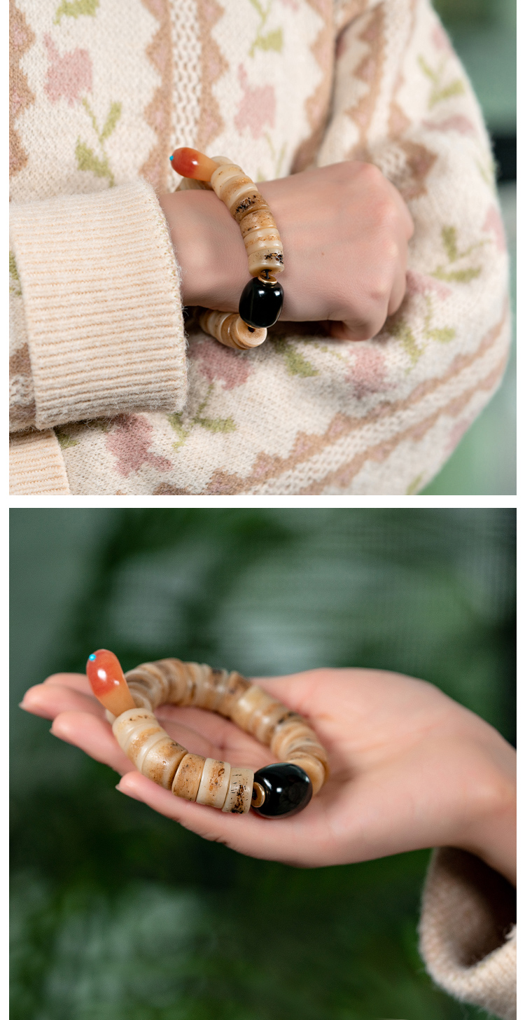 新款原创牦牛骨女士情侣手链男士盘玩牛骨嘎巴啦手串本命年骨头珠款式