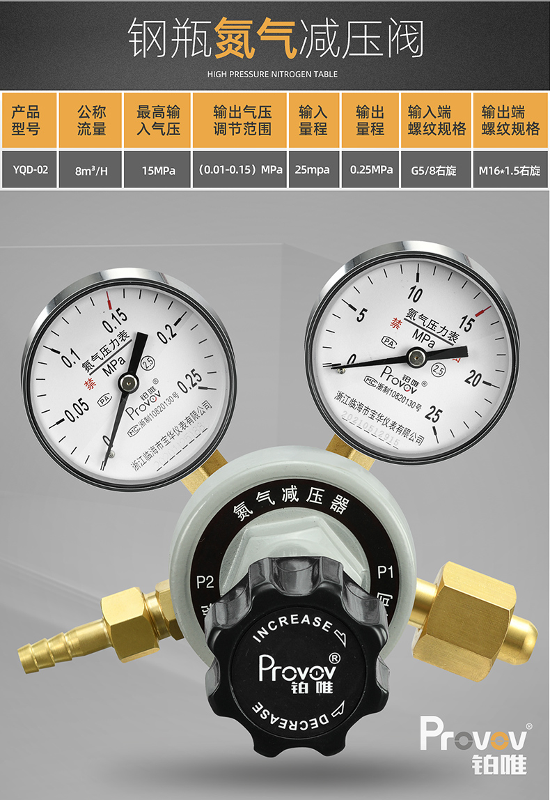 氮气瓶压力表及减压阀图片