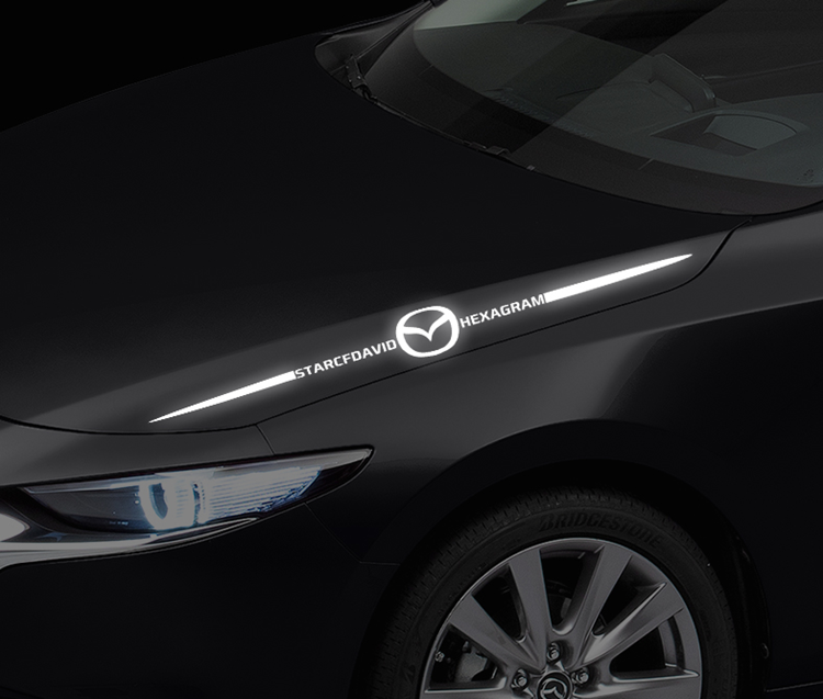 小城伊香反光车贴汽车个性创意装饰贴条车身机盖划痕遮挡七彩镭射车标