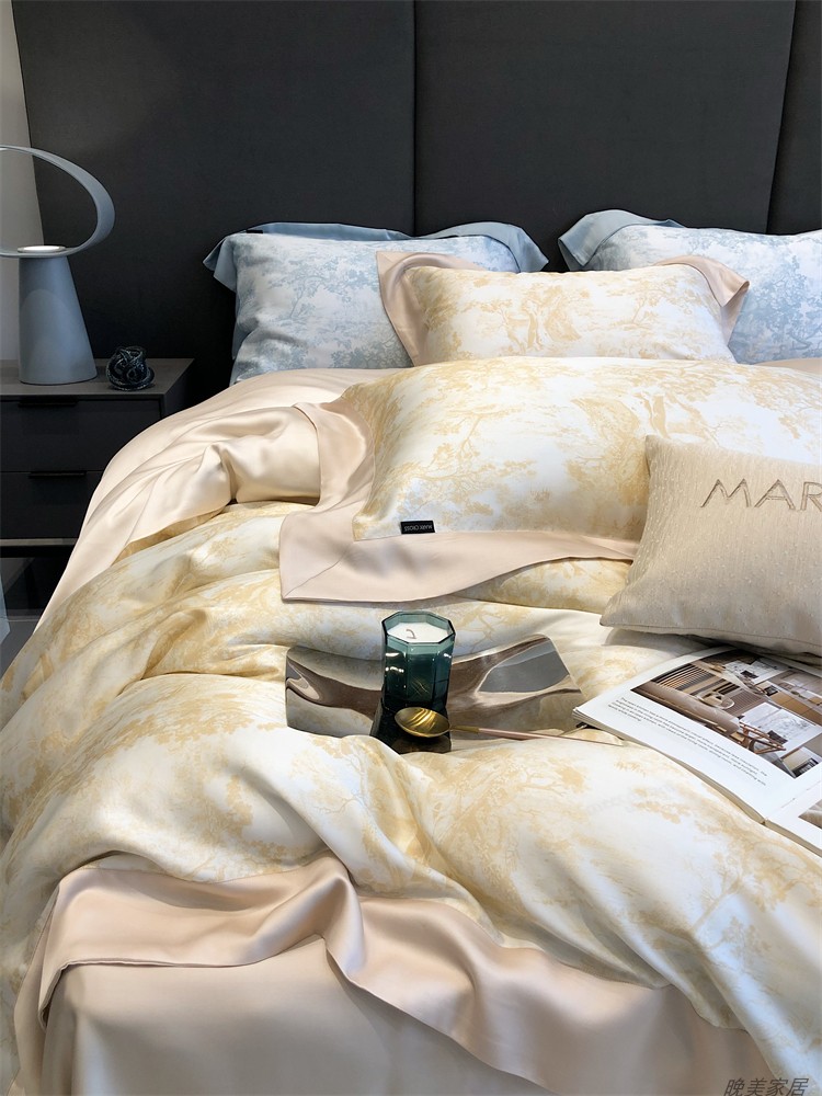 毕加索家纺四件套 奥地利80支兰精天丝印花四件套欧式冰丝凉感裸睡丝