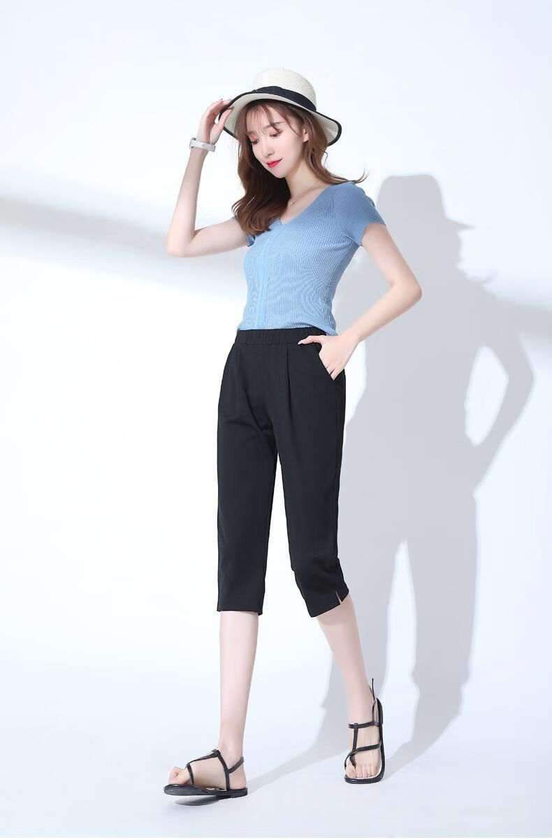 恒源祥裤子女夏天穿冰丝七分裤女夏季薄款休闲裤宽松哈伦裤大吗女裤