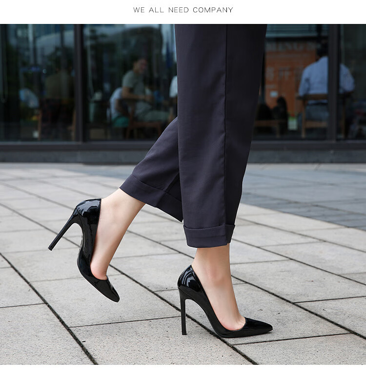 男士伪娘高跟鞋4047码变装反串大码超浅口大码超白领尖头细跟性感桃红