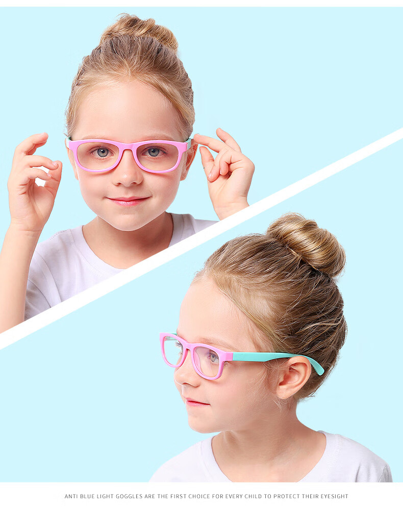 看手机电视儿童抗蓝光防护目眼镜小孩宝宝保护眼睛视力 011--黑框红腿