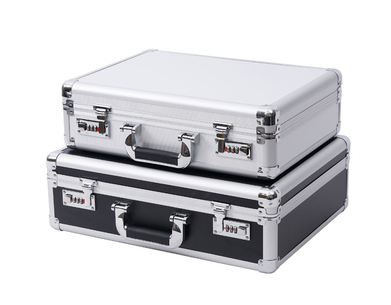 密码工具箱手提式铝合金保险箱子文件箱五金设备仪器箱小号黑色密码锁