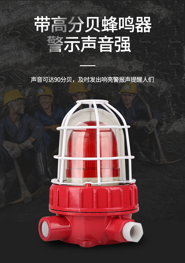 bbj防爆声光报警灯220v24v防爆型警报警示灯器led信号灯90分贝lzn防爆