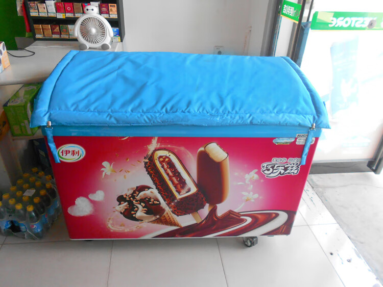 冰箱被子盖冰箱的罩盖巾盖布防水防晒遮阳省电冰柜冷柜保温被蓝色磁条