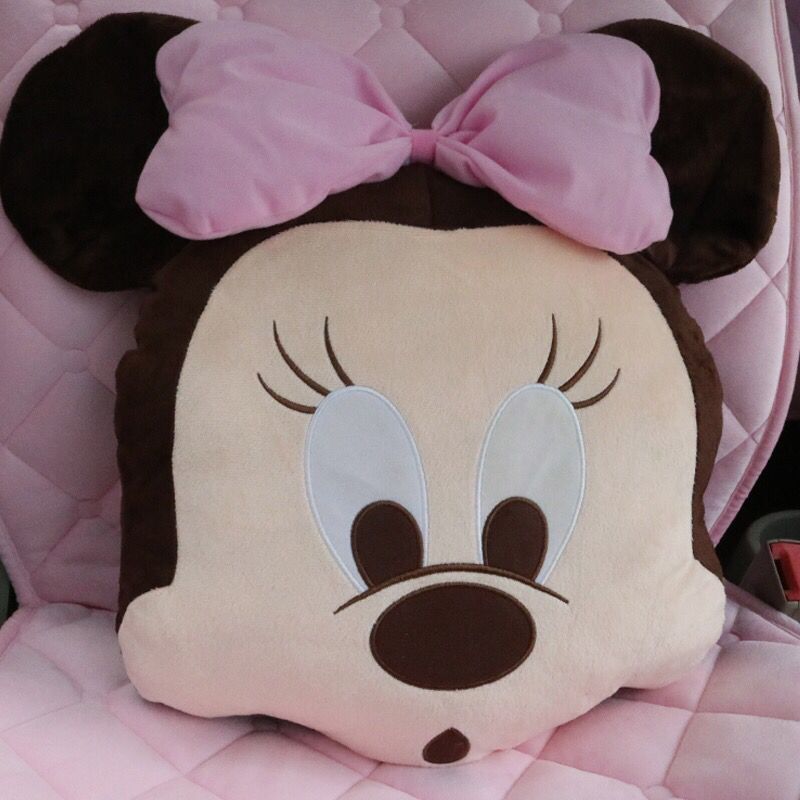 枕卡通可爱车载靠枕颈枕车用靠垫车枕头抱枕腰靠套装 米妮头枕一个装