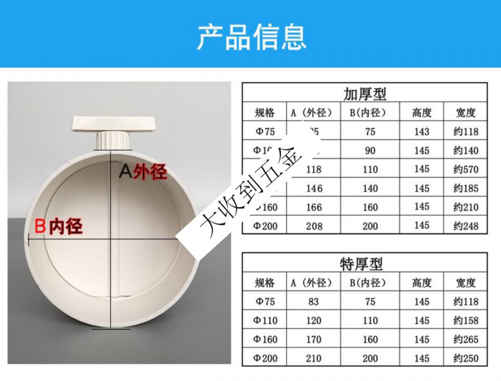 pvc风量调节阀pp阀门通风管道风阀abs塑料阀门50手动