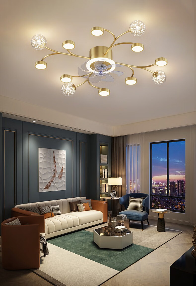 欧普侍2021新款简约超薄客厅吸顶风扇灯轻奢电风扇吊灯卧室大风力吊扇