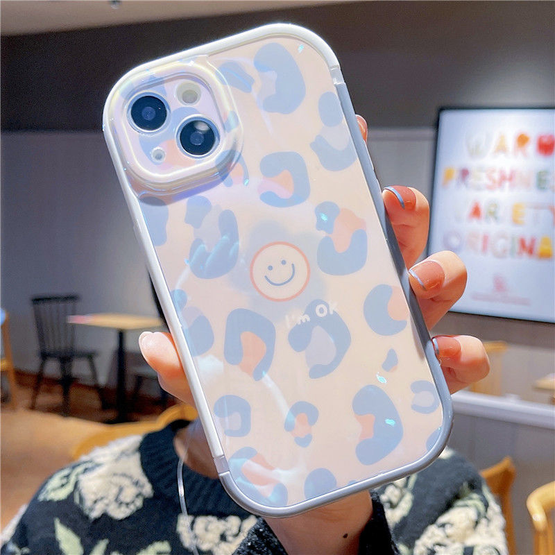 铠莉 爱心笑脸豹纹苹果13手机壳女iphone12promax硅胶11网红xr防摔xs