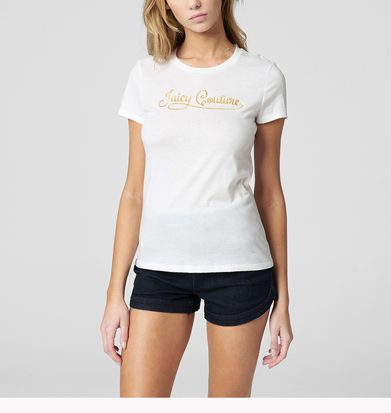juicy couture橘滋2019字母装饰圆领短袖舒适t恤 1001 白色 xs