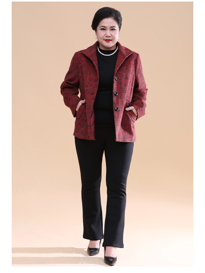 胖妈妈秋装外套女40-50岁加肥加大200斤毛呢外套中老年人奶奶装呢子毛