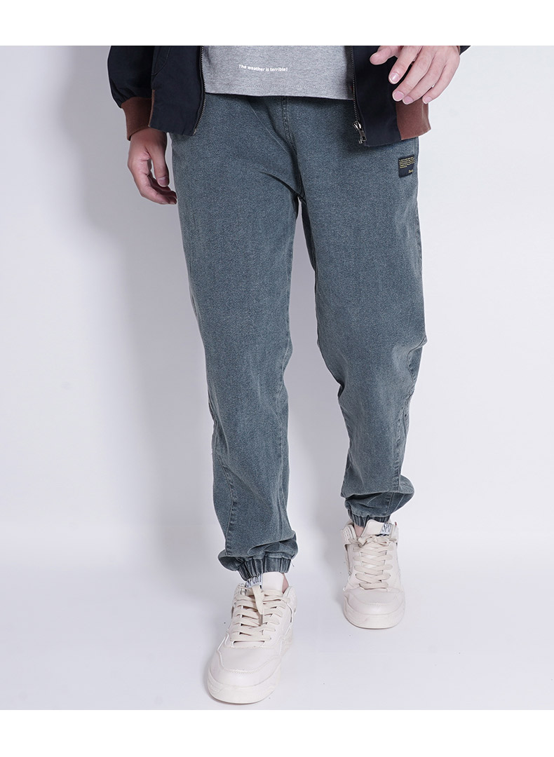 肥仔牛仔裤潮流秋冬季束腿哈伦裤哈龙裤宽松士胖子码束脚收口 n68黑色