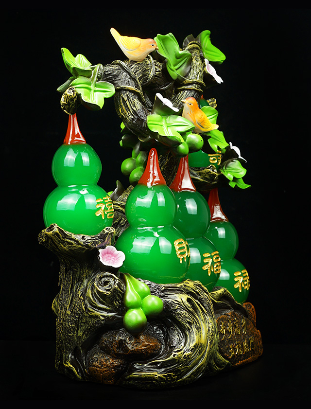 品 大号办公室乔迁新居风水摆件 小号翠绿色五福临门长宽高33*17*36cm