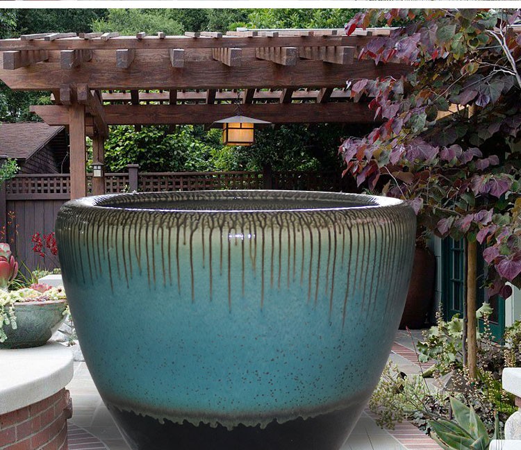 裕饶景德镇陶瓷器锦鲤金鱼缸庭院荷花睡莲水缸家居客厅缸b款直径72cm