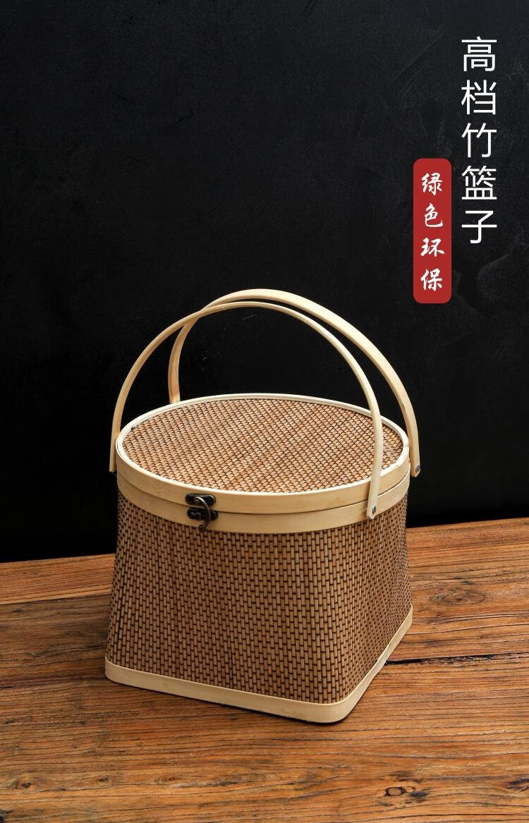 装馒头用的小竹筐竹编竹筐手提竹篮粽子月饼包装礼盒鸡蛋水果大闸蟹