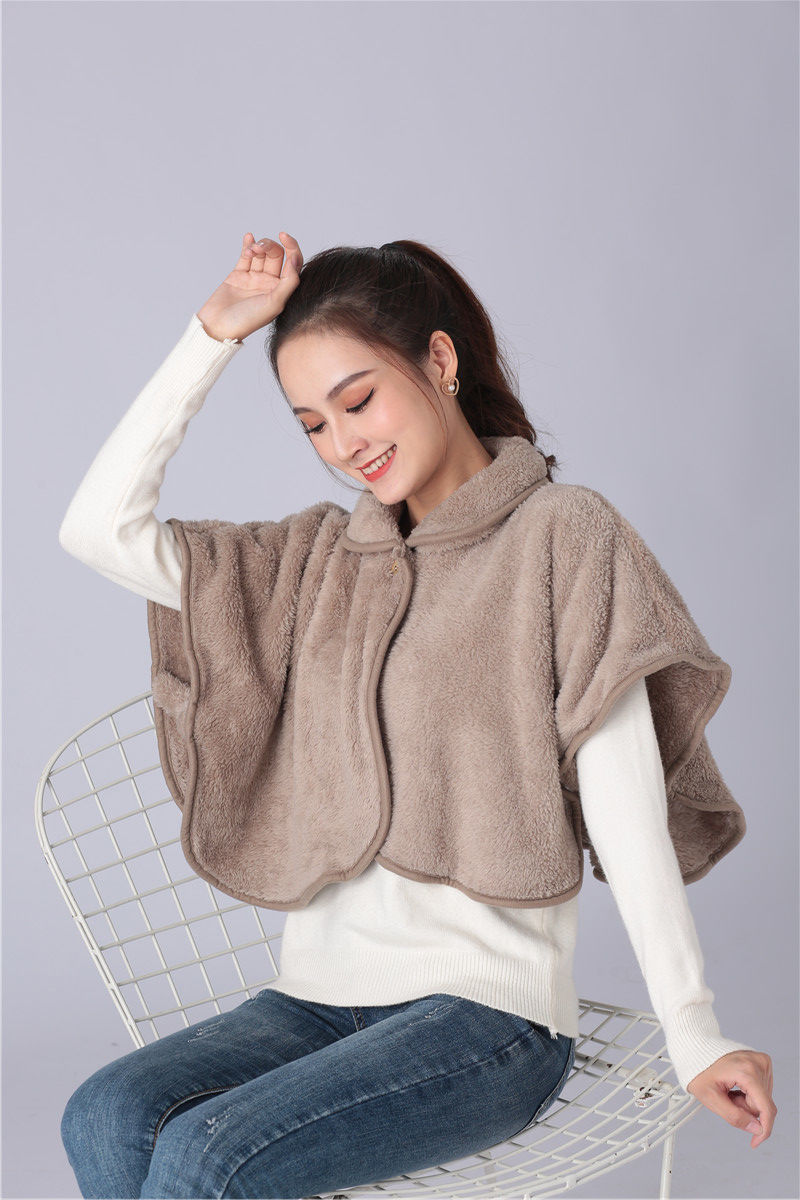 秋冬加厚保暖睡觉防寒披肩女外搭护颈护背坎肩护肩套神器毛茸茸披肩