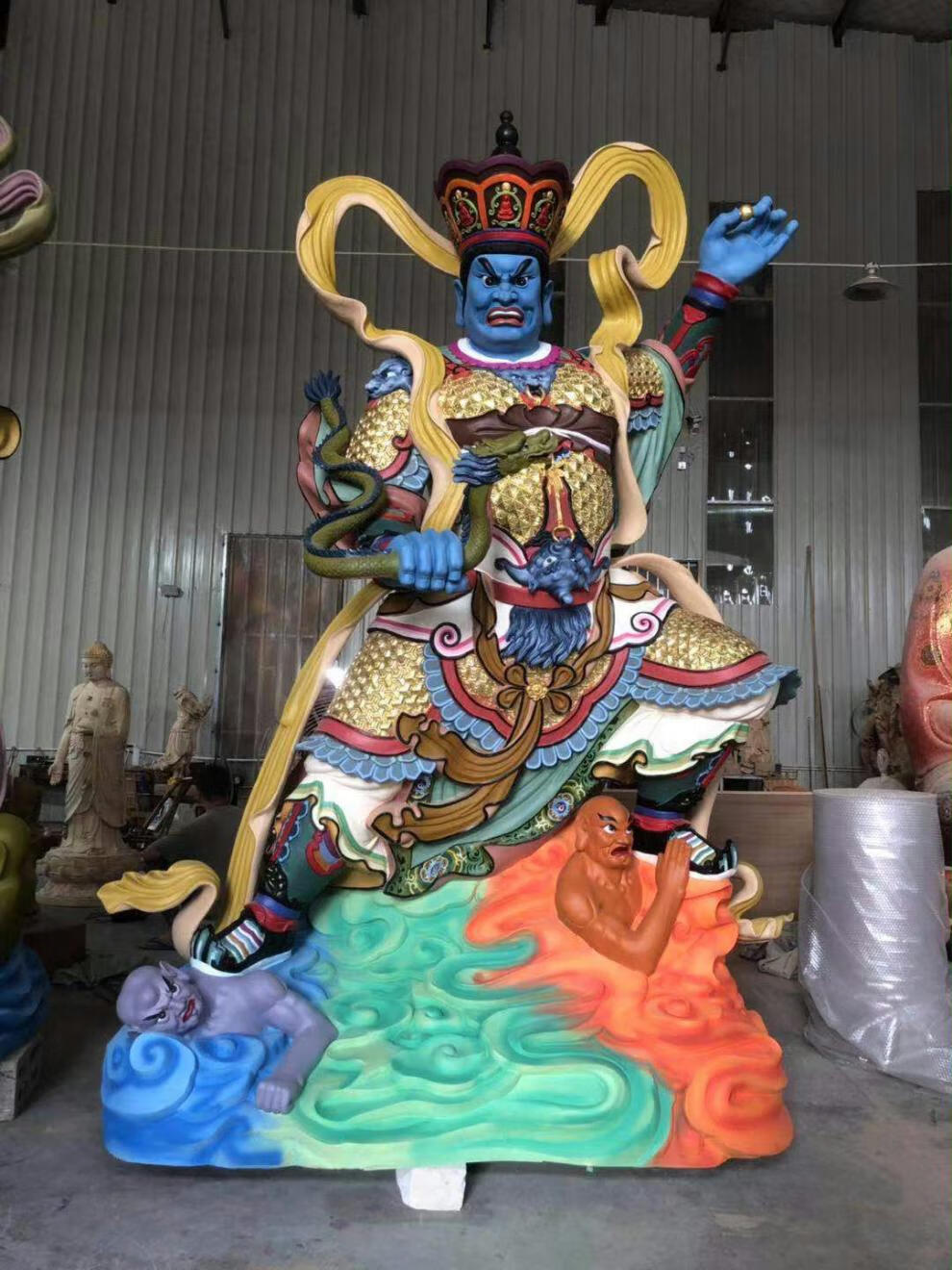 高端定制四大天王佛像广目持国增长多闻天王神像护法树脂玻璃木雕铸铜