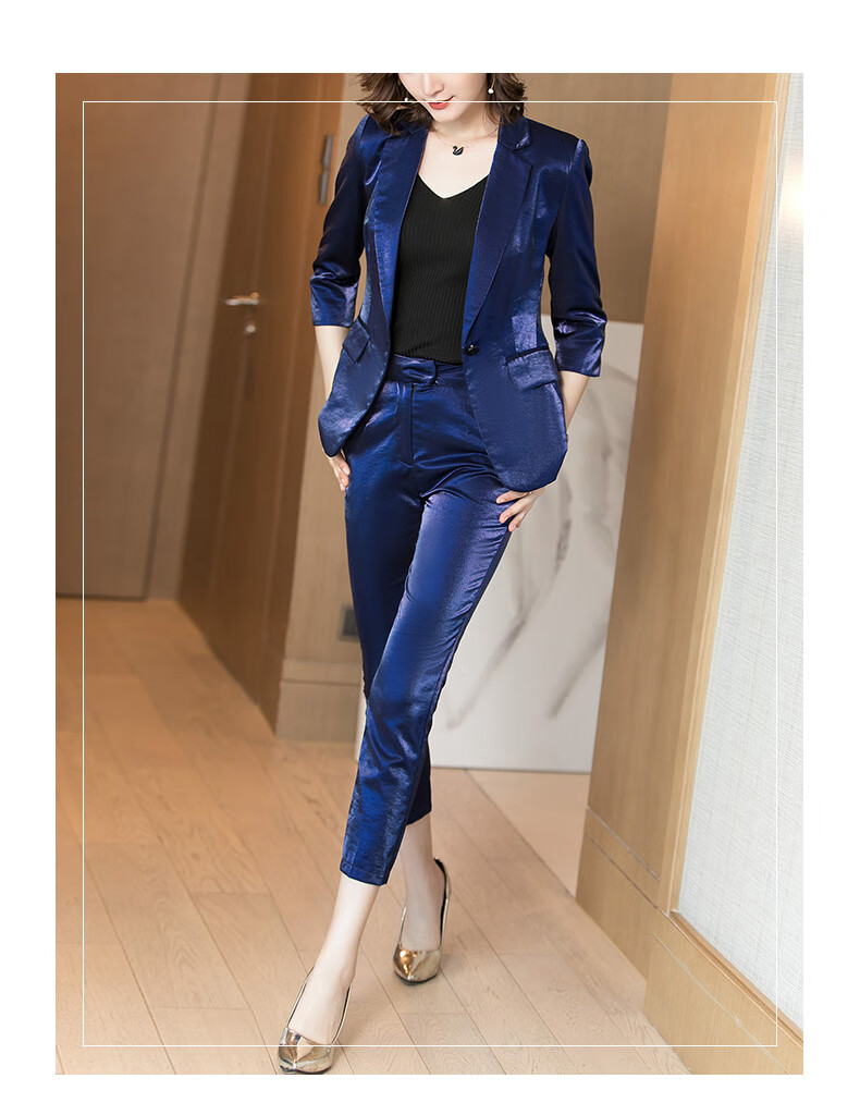 法劳格品牌女装2020新款亮丝西服套装女时尚气质小西装外套商务名媛小