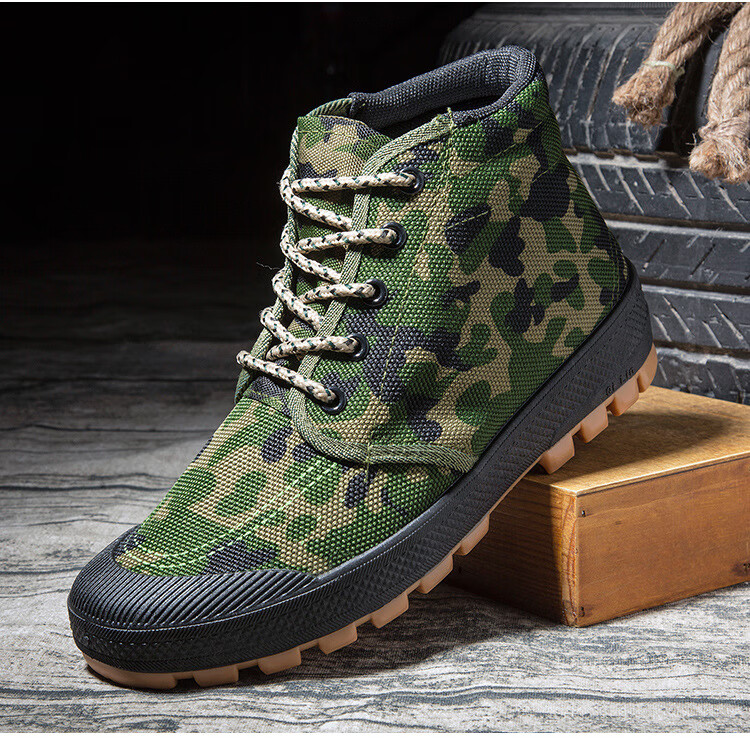 高帮解放鞋男牛筋底迷彩99作训鞋学生户外防护鞋防滑耐磨劳保军鞋安全