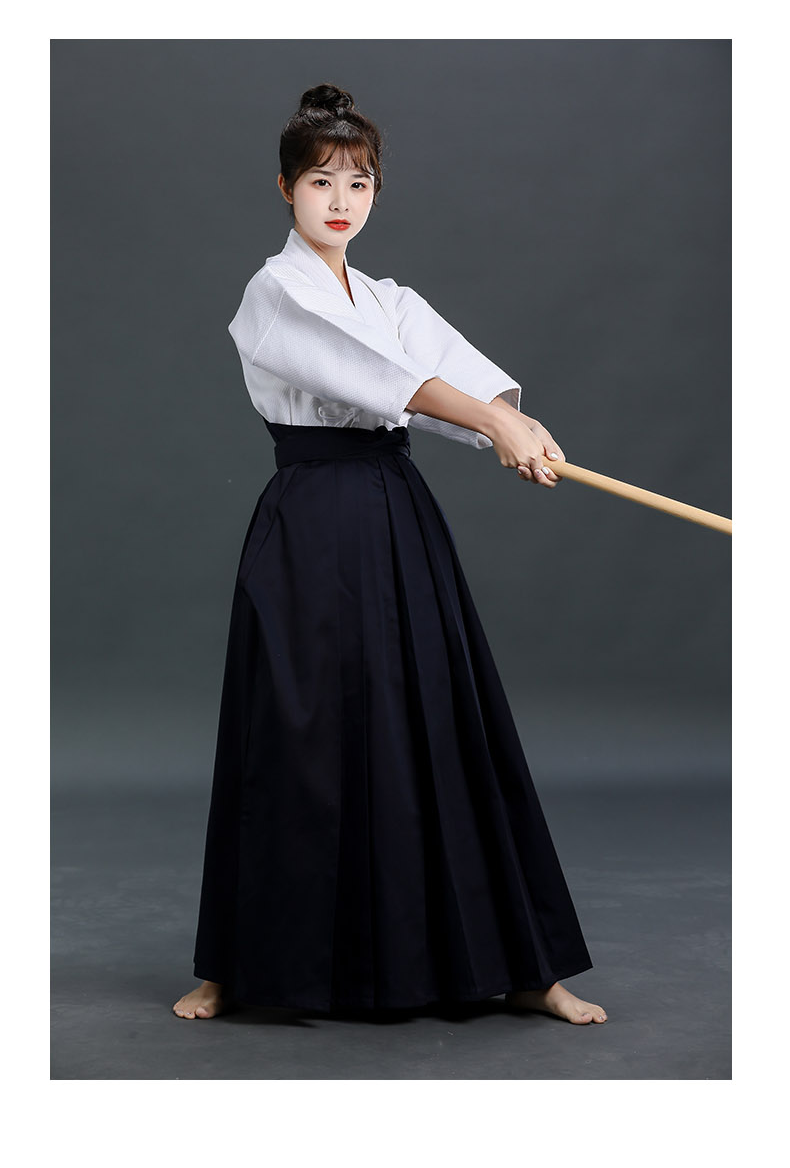 日本剑道服裙袴裤男女比赛训练剑道服套装cos合气道裤裙剑道衣服黑色