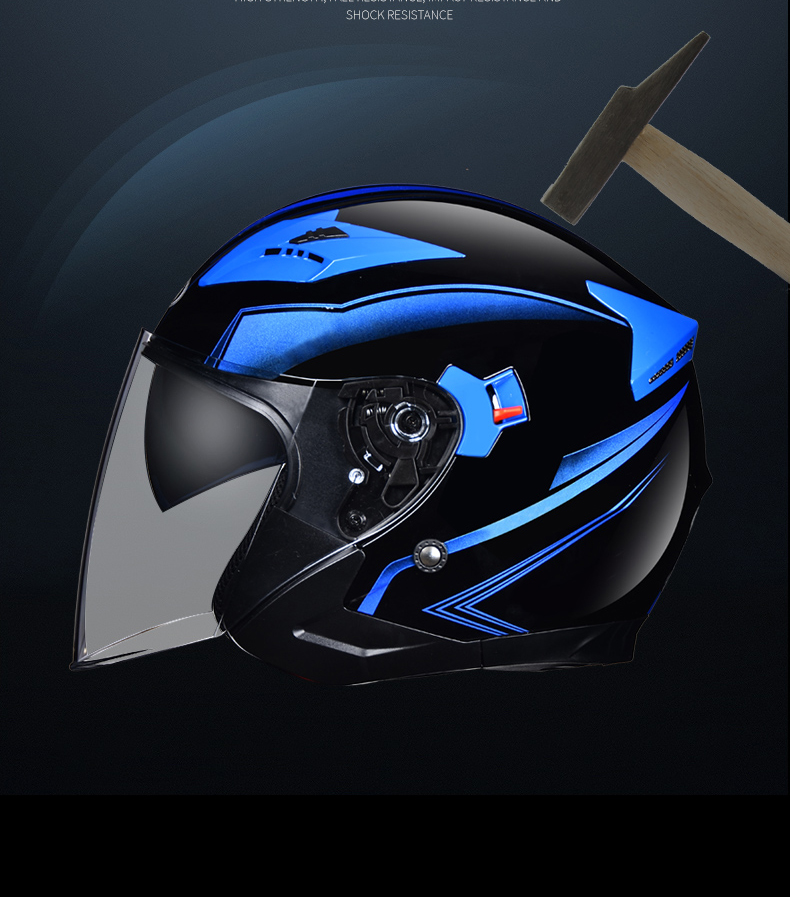 野马头盔男摩托车半盔3c四季防晒灰电动车女冬季骑行防雾安全头帽 红