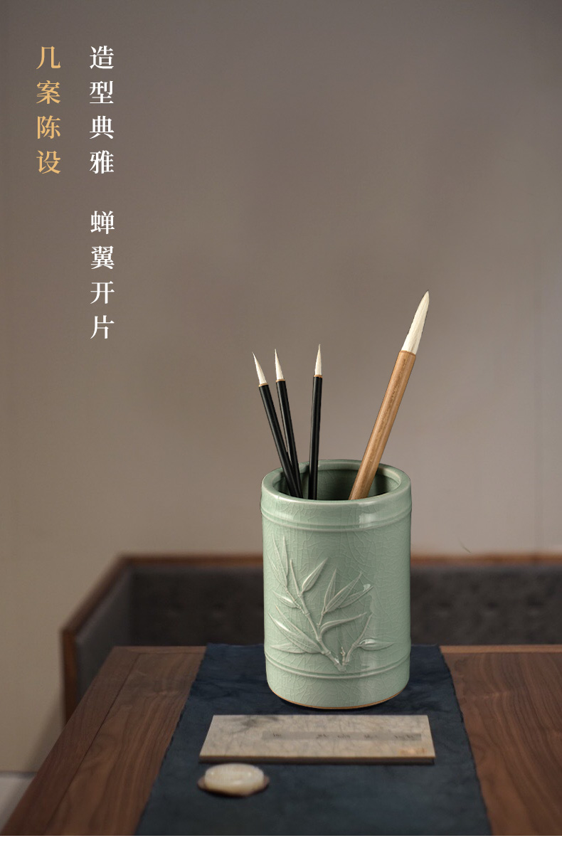 廷怀窑汝窑笔筒李廷怀汝州汝瓷毛笔笔筒复古中国风廷怀窑北宋张公巷卵
