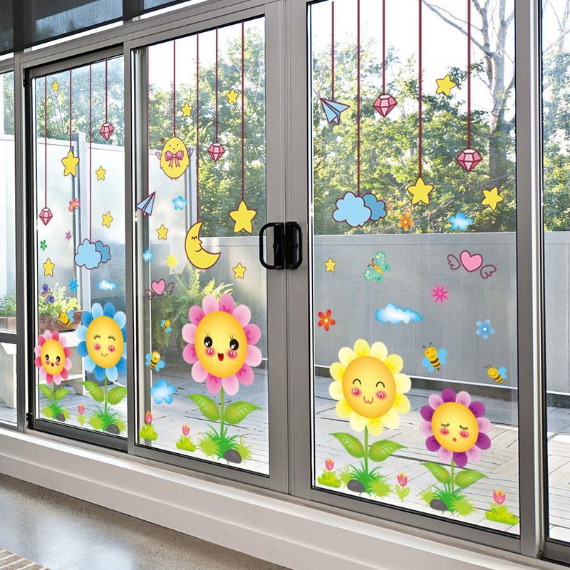玻璃贴膜贴纸窗户防窥幼儿园环创窗户贴卡通玻璃门贴纸教室文化主题墙