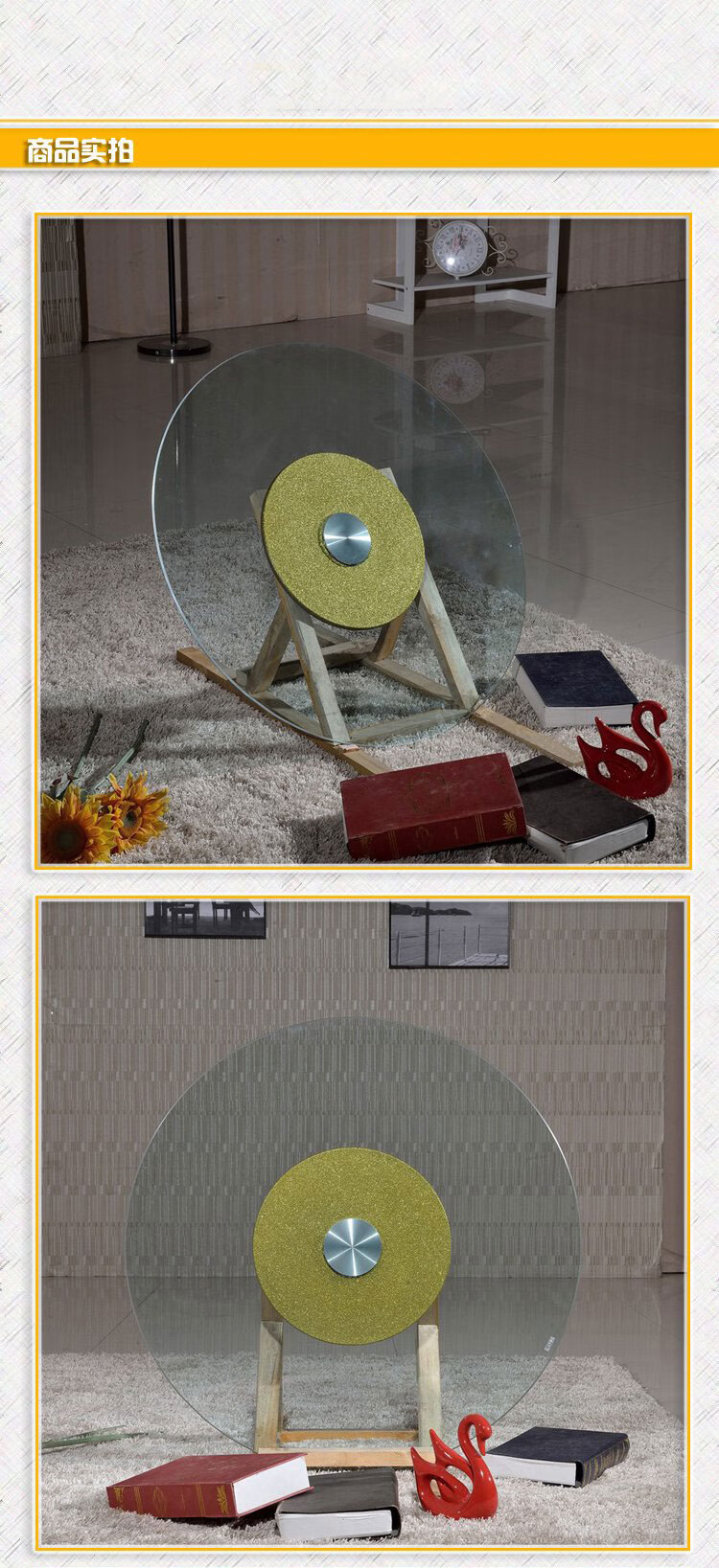 家具圆桌转盘底座圆桌面加转盘家用酒店餐厅旋转饭店餐桌转盘钢化玻璃