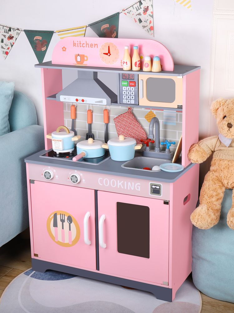 小小孩的生活厨房木制儿童厨房玩具套装仿真厨具女孩过家家做饭煮饭
