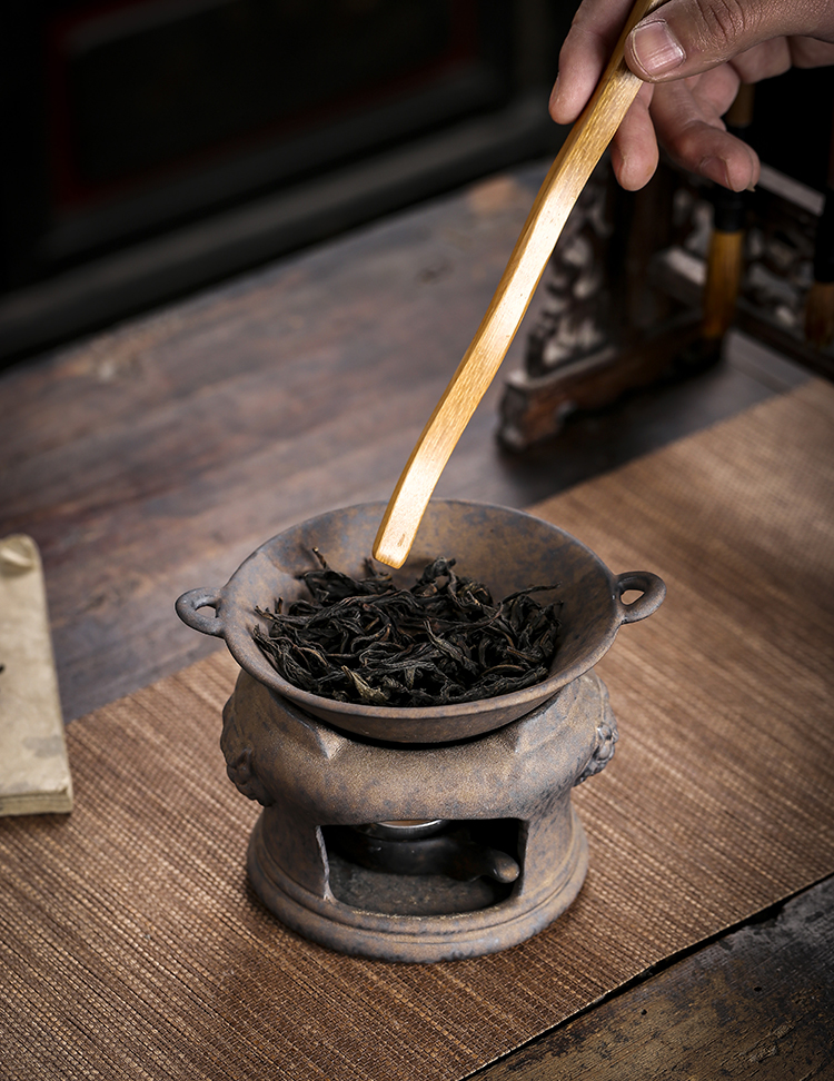 lism复古金釉烘茶器陶瓷温茶醒茶器蜡烛烤茶叶提香焙茶器茶道配件鎏金