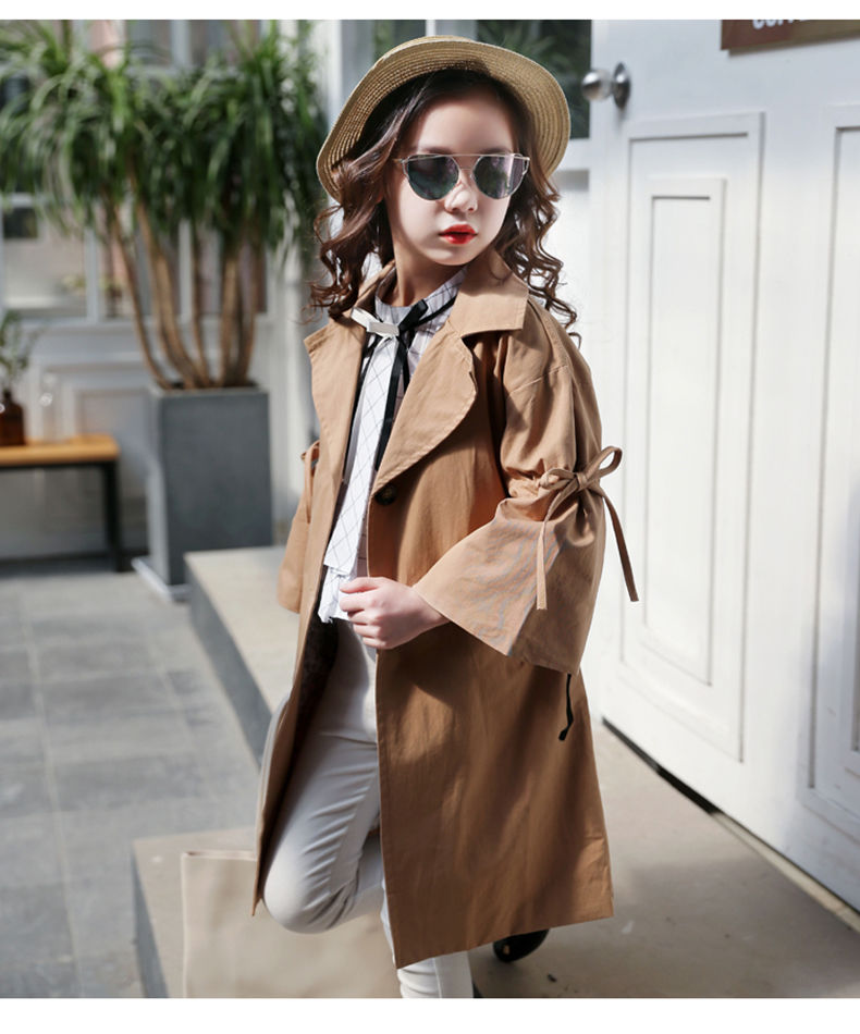 女童风衣外套2020春季衣服儿童洋气秋款上衣中大童中长款英伦风衣