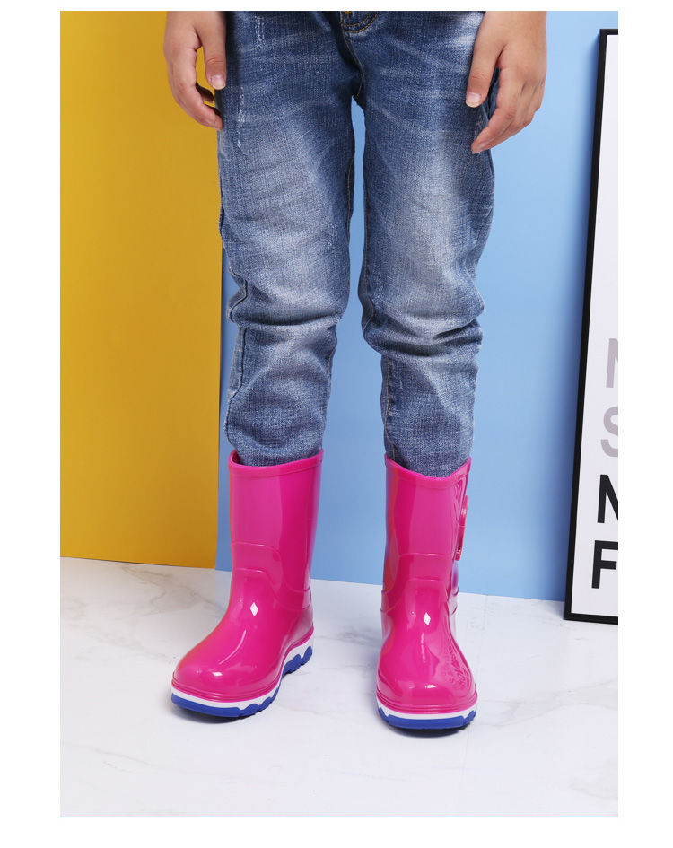 雨靴加棉加绒保暖水鞋男女孩小学生水靴宝宝胶鞋佐欧雅天蓝色单鞋20cm