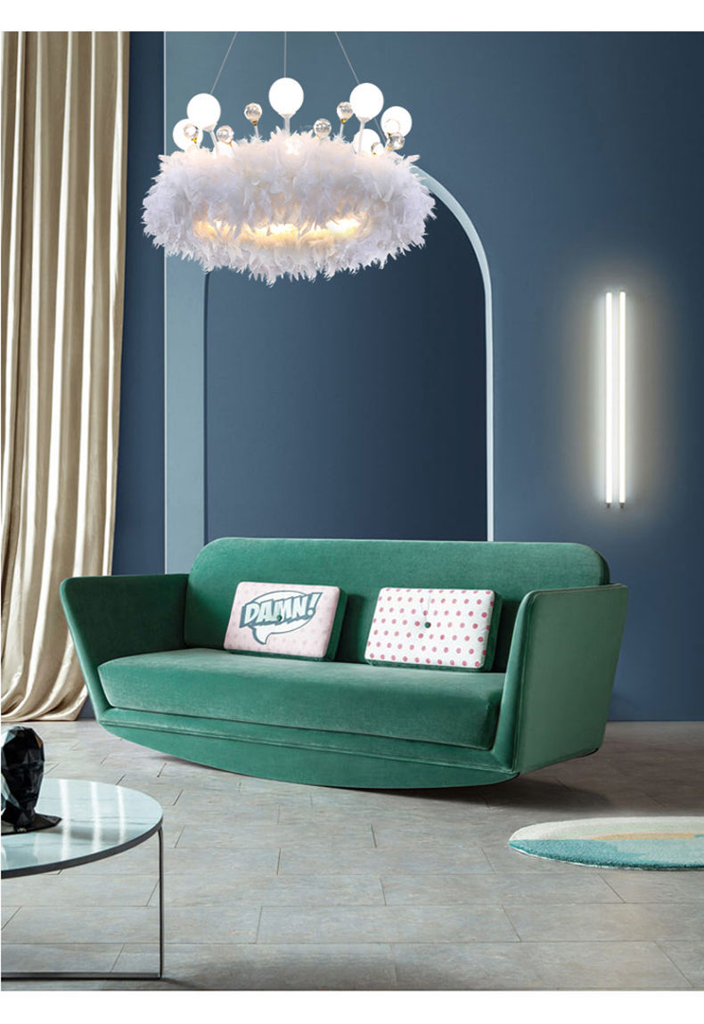 皇冠吊灯卧室羽毛灯现代简约北欧网红新款客厅主卧轻奢公主房皇冠60cm