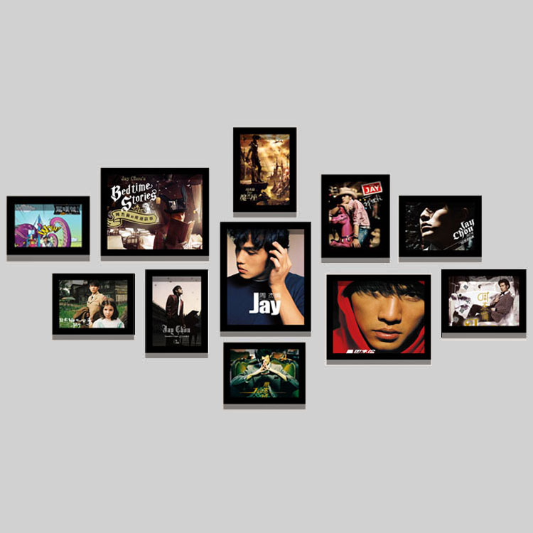 周杰伦偶像明星海报装饰画墙壁画相框酒吧客厅卧室挂画组合照片墙v款